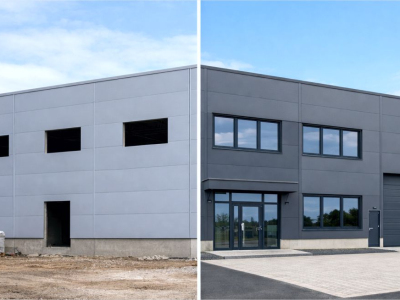 montáž oken, dveří a vrat do výrobní haly